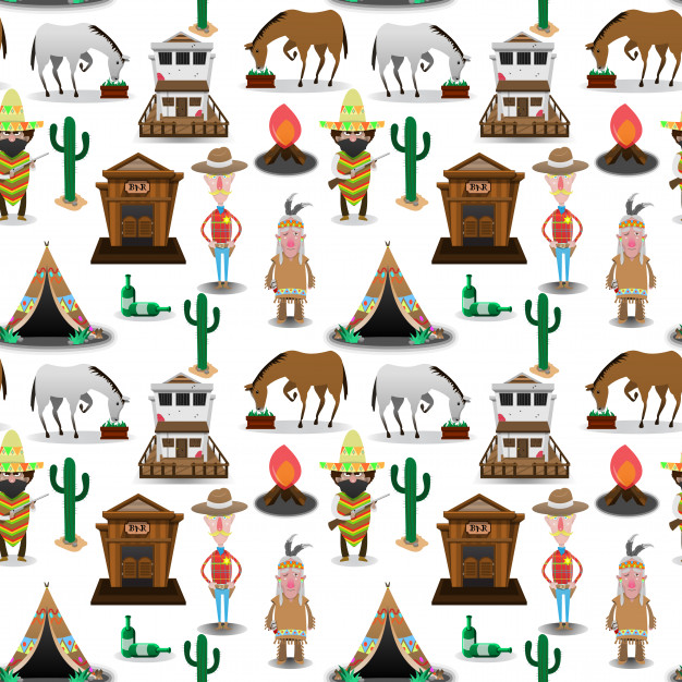 Western Life Pattern Cartoon Vector Vector Premium Download 626x626 Western Life Pattern Cartoon Vector Vector Premium Download