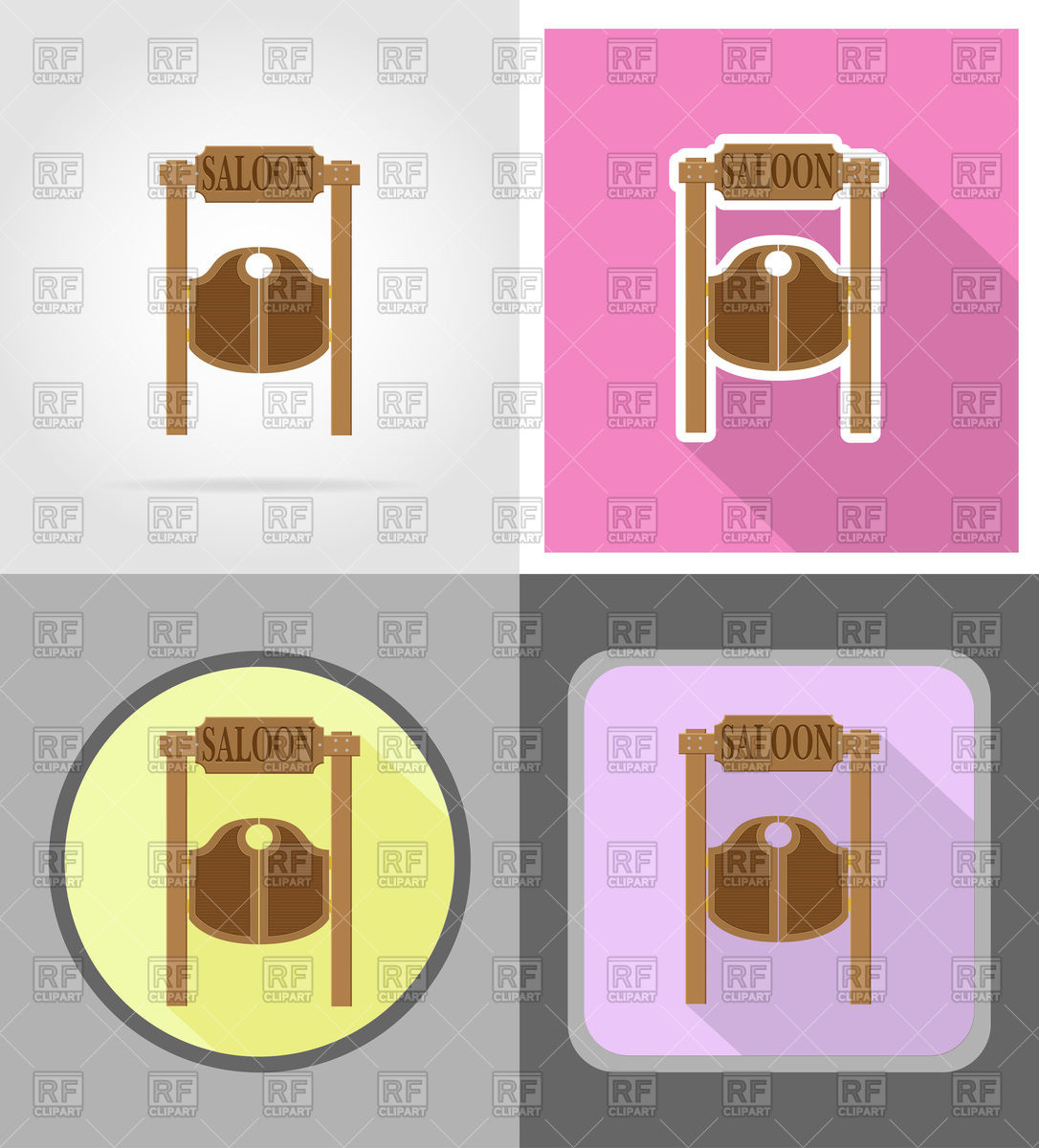 1086x1200 Doors In Western Saloon Wild West Flat Icons Vector Image Of Icons