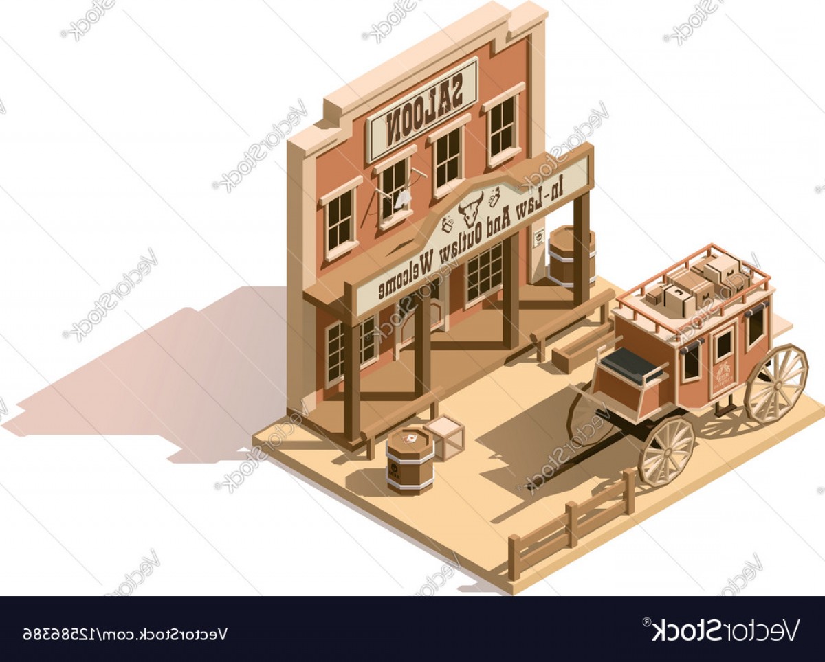 1200x964 Isometric Low Poly Wild West Saloon Vector Soidergi