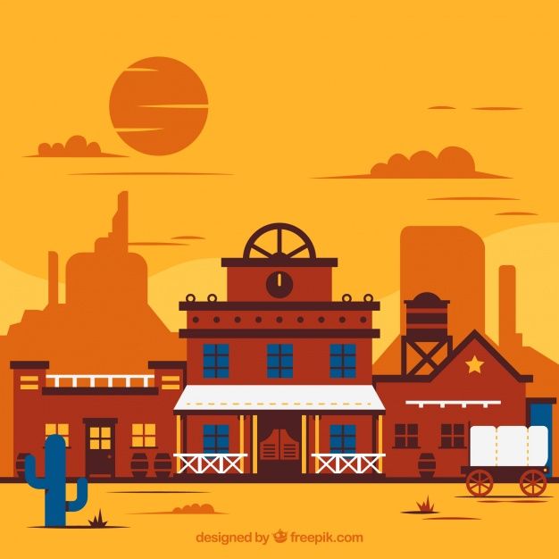 626x626 Wild West Background With Saloon In Flat Design Free Vector