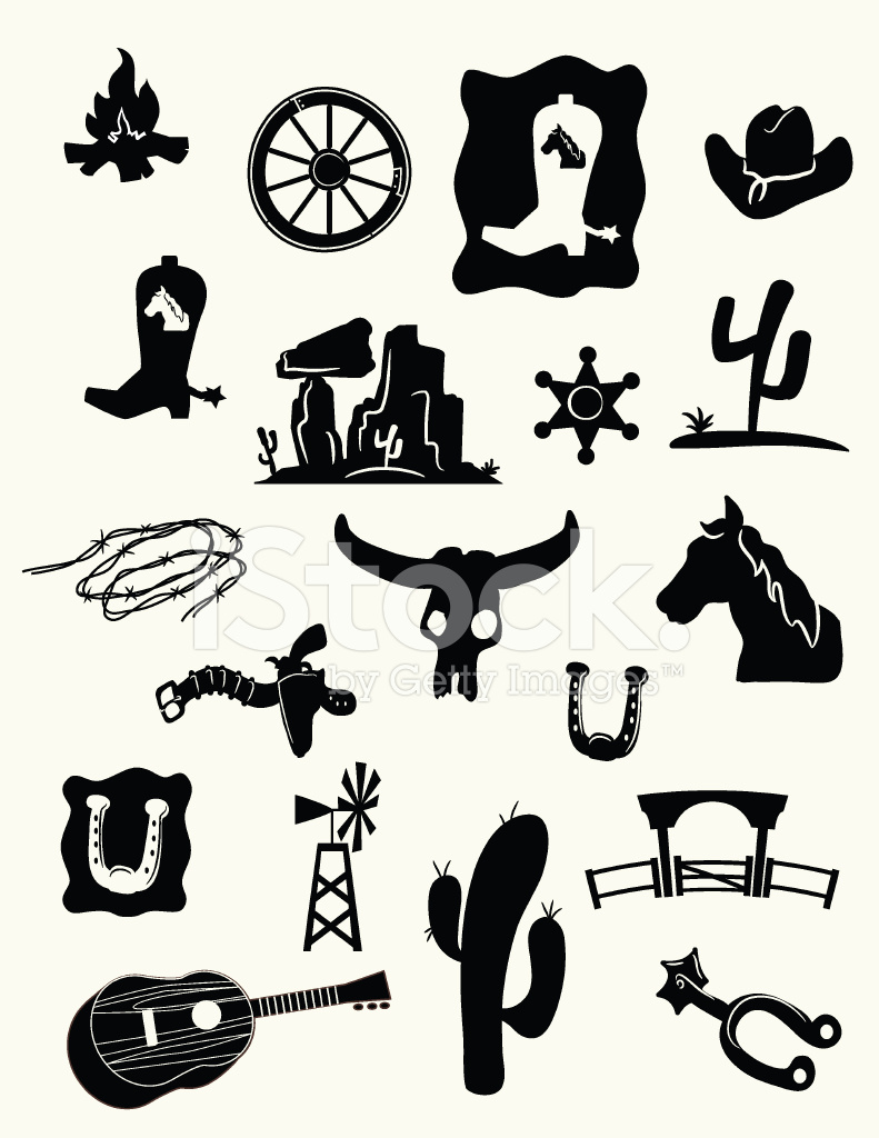 791x1024 Wild West Icons Stock Vector