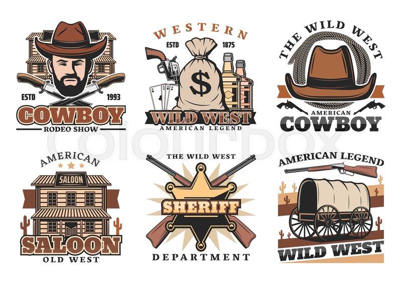 800x564 Wild West Or Western Vector Icons With Stock Vector Colourbox