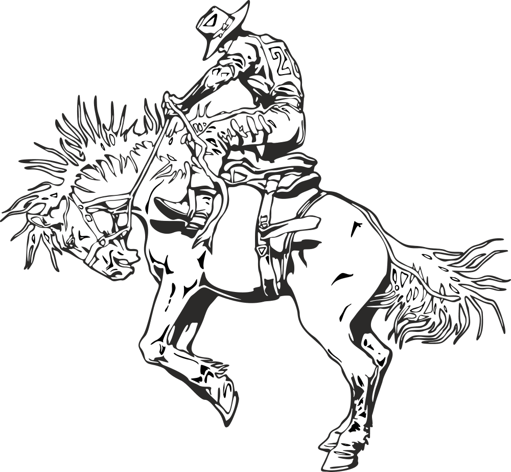 1000x923 Rodeo Rider Western Cowboy Line Art Free Vector Free Download