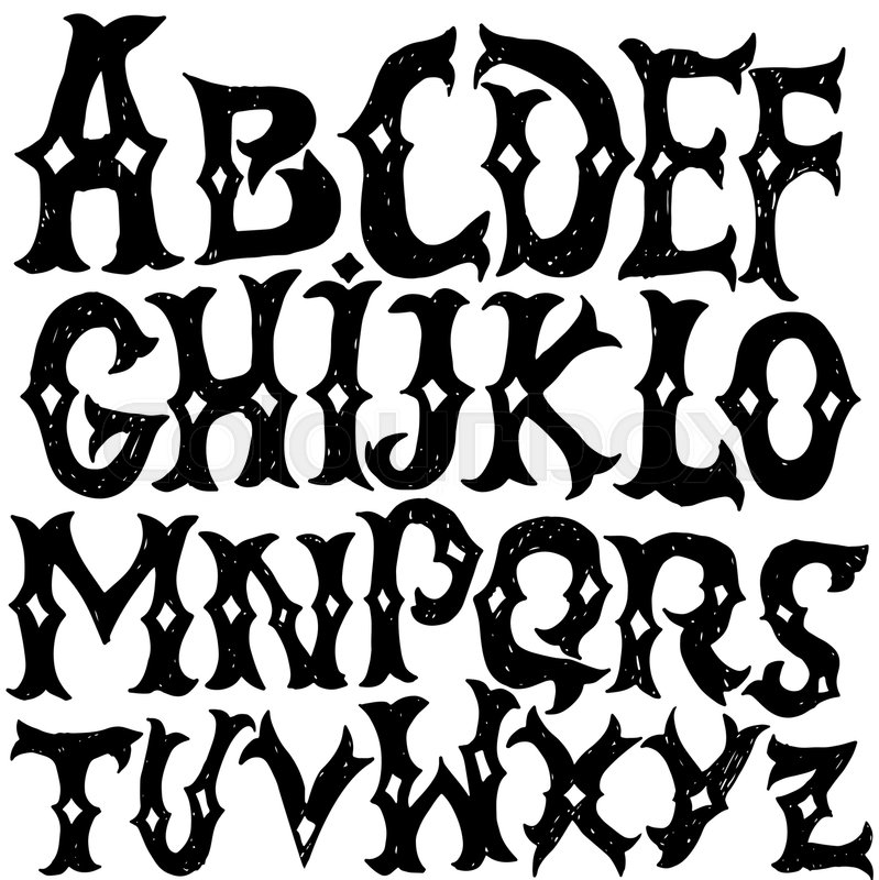 799x800 Antique Alphabet Gothic Letters Stock Vector Colourbox