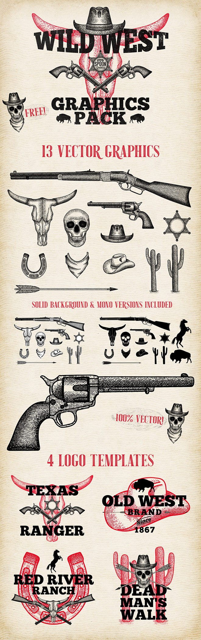 660x2094 Free Wild West Vector Graphics Logo Templates Pack