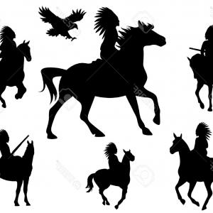 300x300 Vector Western Clip Art Of A Digital Collage Of Horse Silhouettes