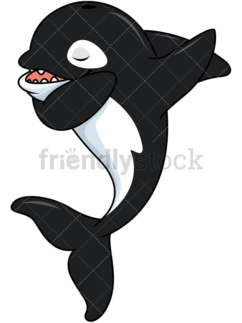 800x1067 Dabbing Killer Whale Cartoon Vector Clipart