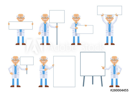 500x357 Set Of Old Professor Characters Posing With Different Blank