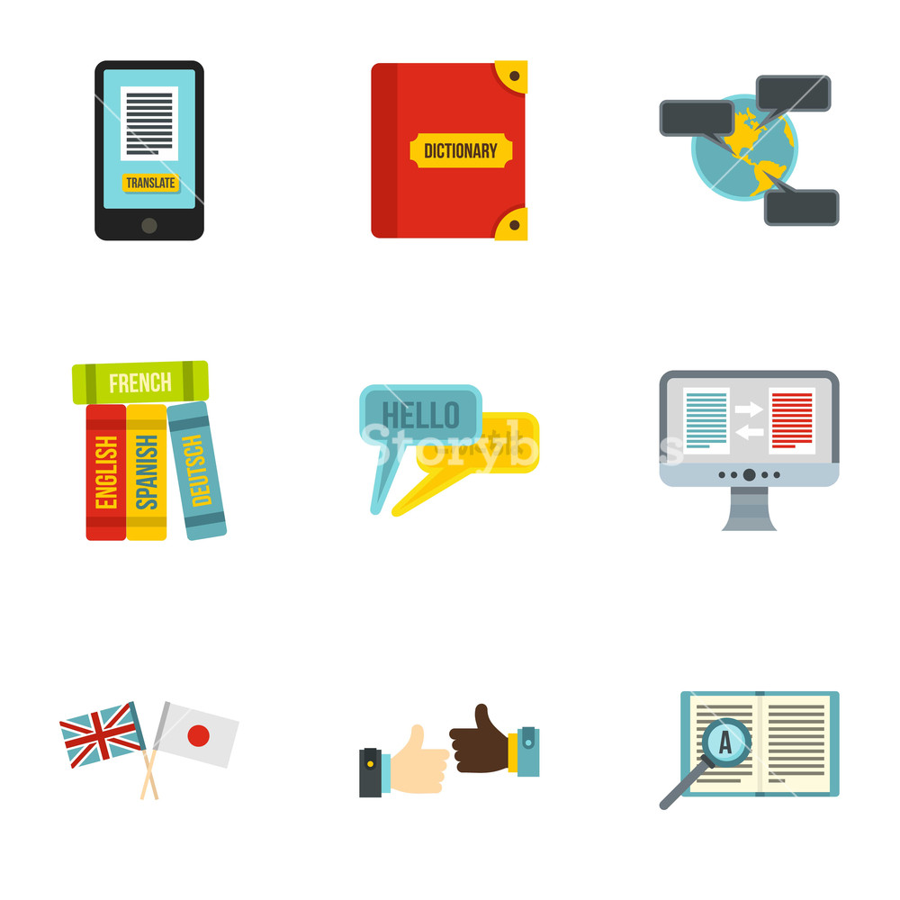 1000x1000 Translation Icons Set Flat Illustration Of Translation Vector