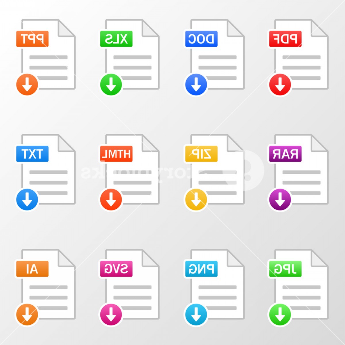 1200x1200 Document Icon Set Download Formats Pdf Doc Xls Ppt Rar