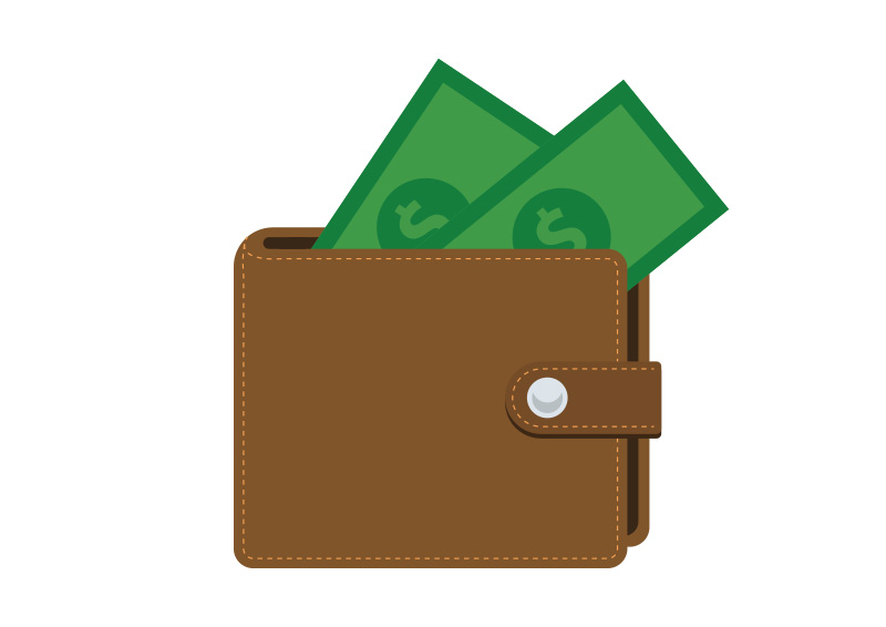 800x566 Flat Leather Wallet Free Vector Icon