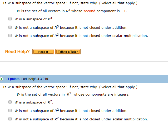 638x500 Solved Is W A Subspace Of The Vector Space If Not, State