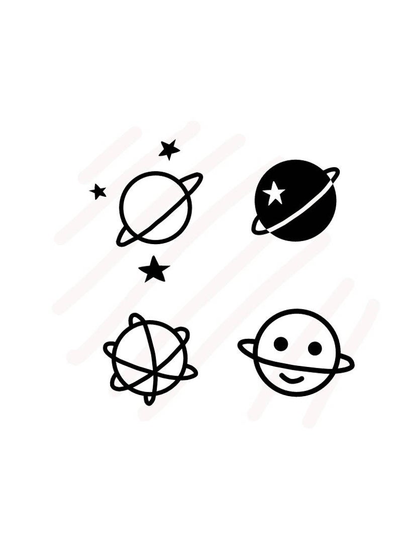 794x1059 Four Saturn With Stars And Smile Face Hand Drawing Vector Etsy