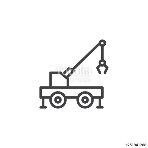 500x500 Mobile Crane Truck Line Icon Linear Style Sign For Mobile Concept