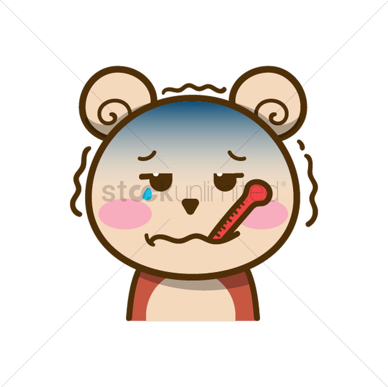 1300x1298 Cartoon Bear Having A Fever Vector Image