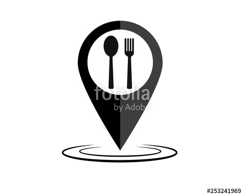 500x402 Restaurant Location Pin Vector Icon Filled Flat Sign For Mobile