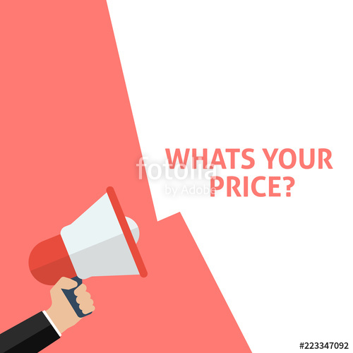 500x500 Whats Your Price Announcement Hand Holding Megaphone With Speech