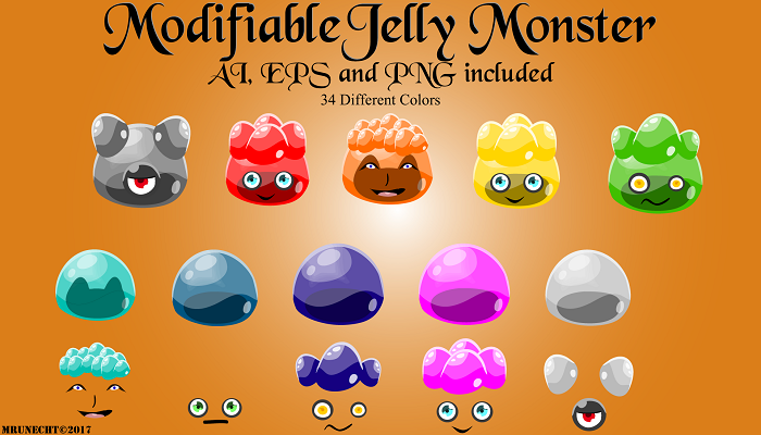 700x400 Modifiable Jelly Monster Vector Art Gamedev Market