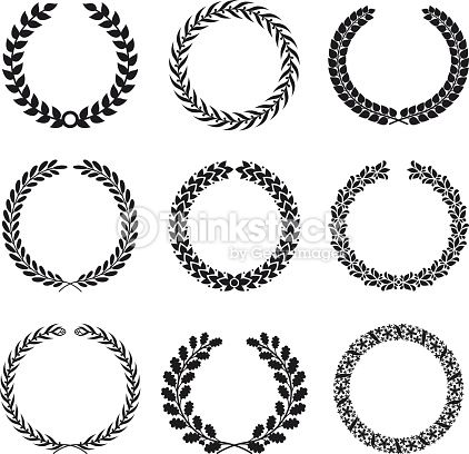 422x408 Black Silhouettes Of Circular Laurel Foliate And Wheat Wreaths