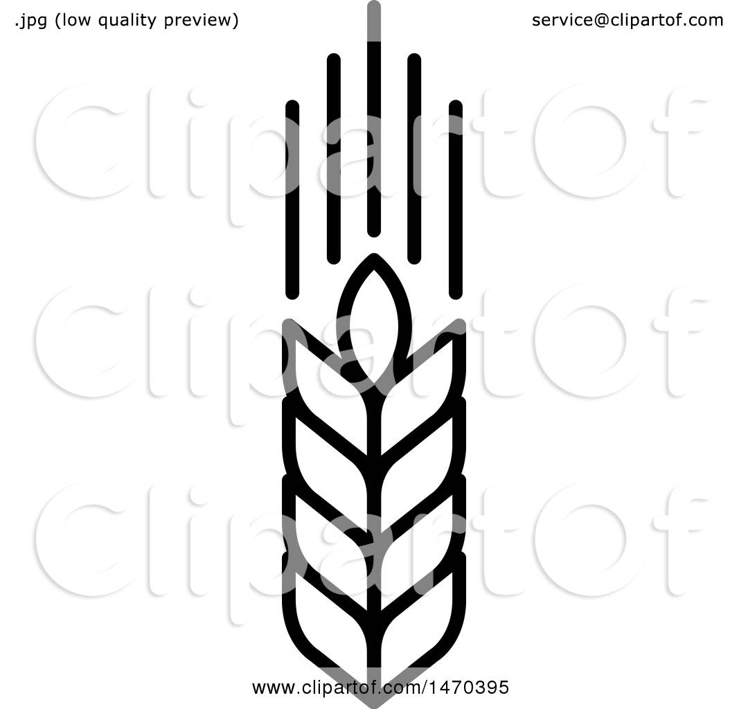 1080x1024 Clipart Of A Wheat Stalk In Black And White
