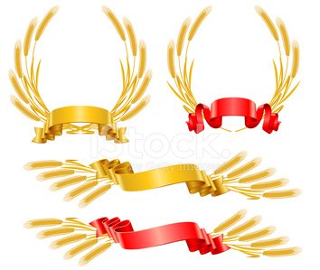 354x299 Wheat Wreath Ribbon Stock Vectors