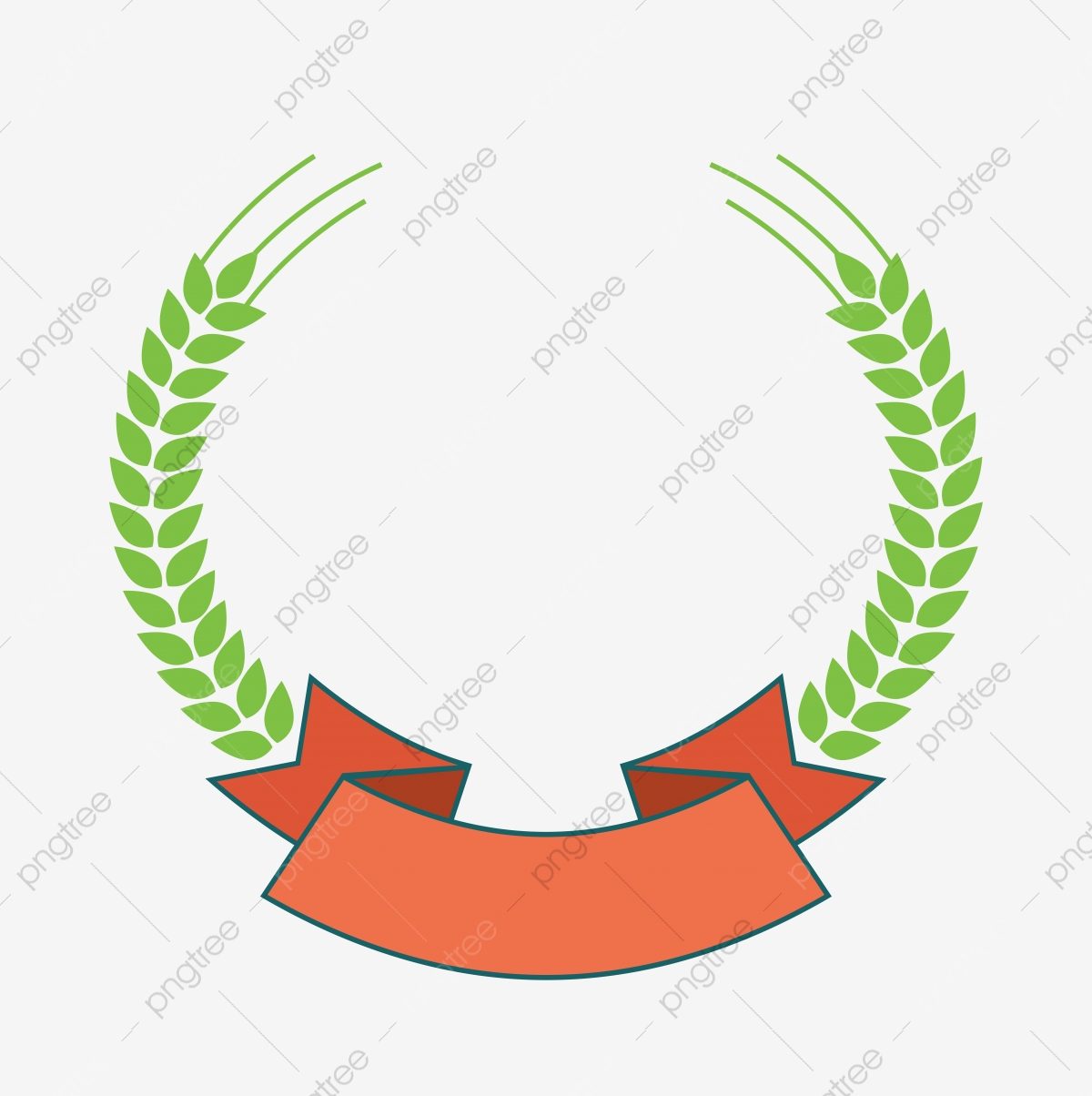 1200x1204 Creative Wheat Wreath Decorative Drawing Red Ribbon Creative