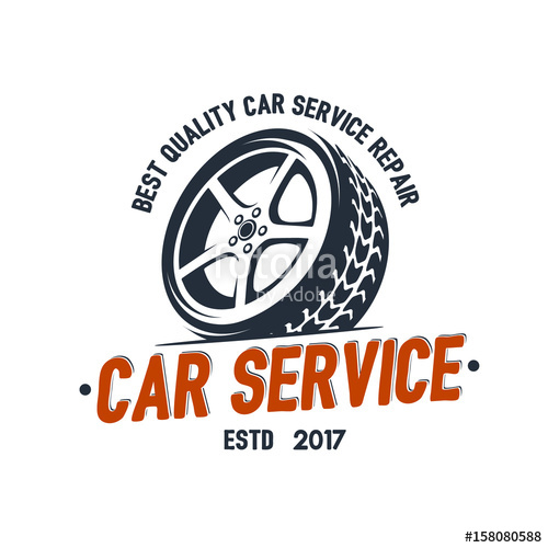 500x500 Car Service Wheel Logo Emblem Design Vector Stock Image