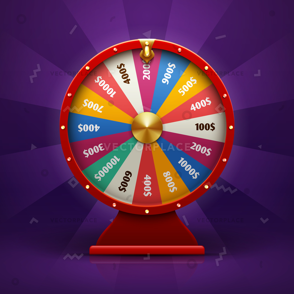 1000x1000 Realistic Spinning Fortune Wheel Lucky Vector Illustration