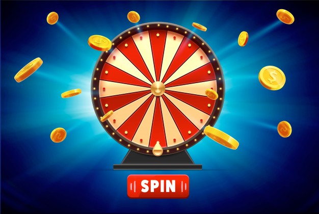 626x420 Wheel Of Fortune With Gold Coins Object Isolated On Blue Glow