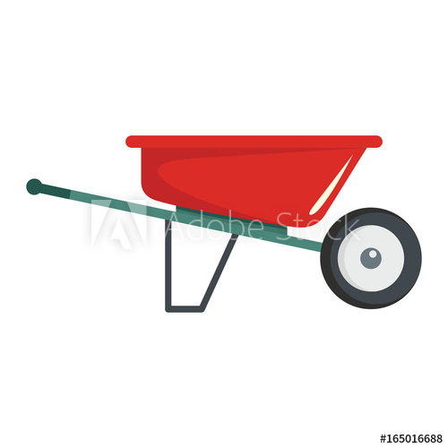 500x500 Reed Wheelbarrow Flat Cartoon Icon Wheelbarrow Vector