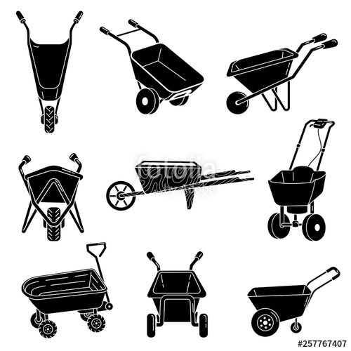 500x500 Wheelbarrow Icons Set Simple Set Of Wheelbarrow Vector Icons