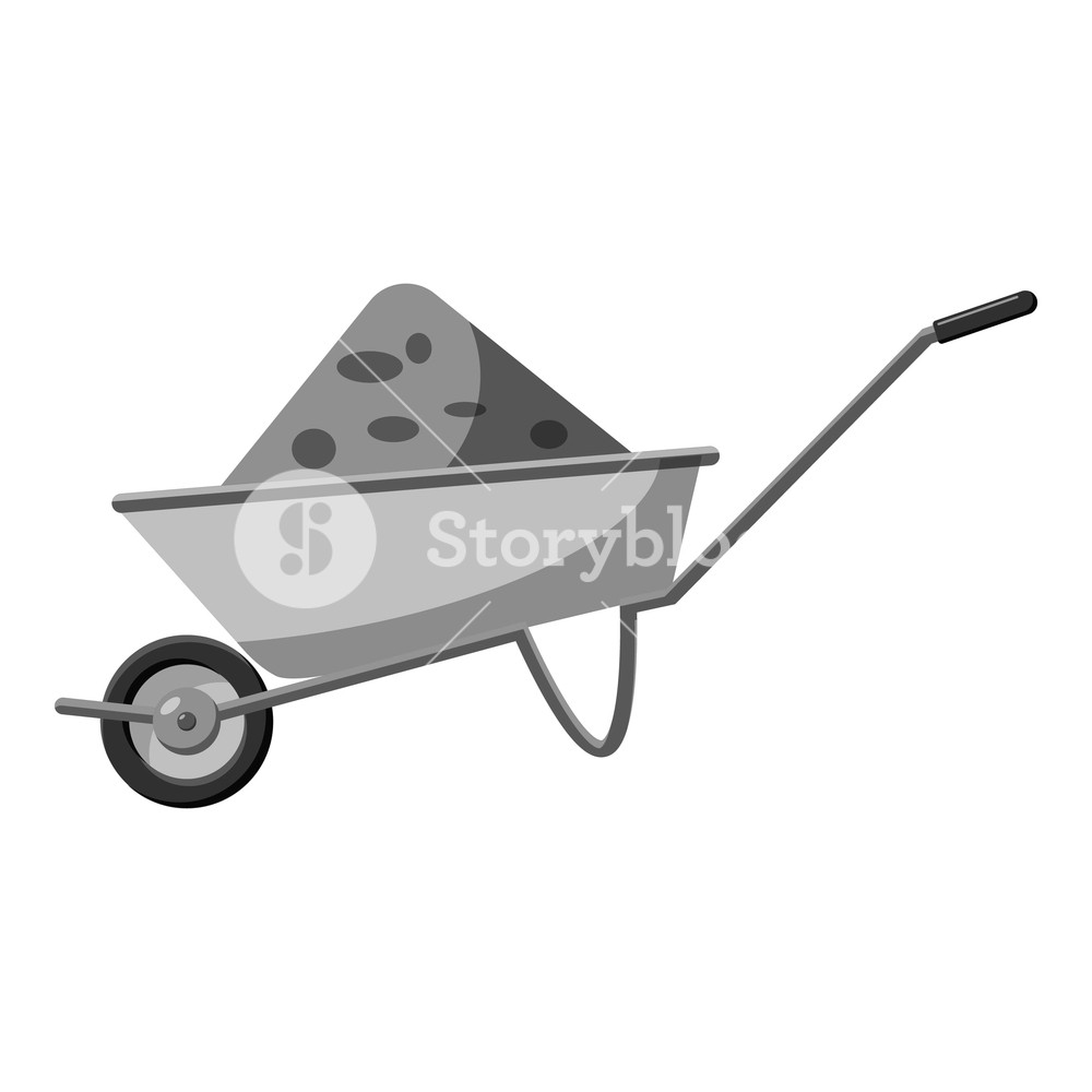 1000x1000 Gardening Wheelbarrow Icon Gray Monochrome Illustration
