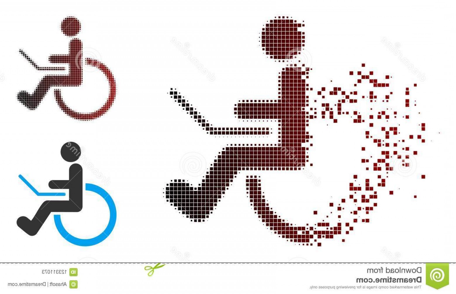 1560x1009 Shredded Pixel Halftone Wheelchair Icon Vector Sparkle Pixelated