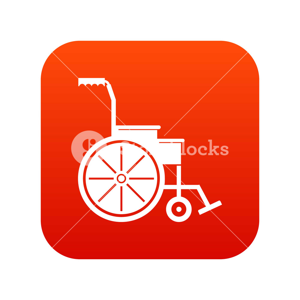 1000x1000 Wheelchair Icon Digital Red For Any Design Isolated On White