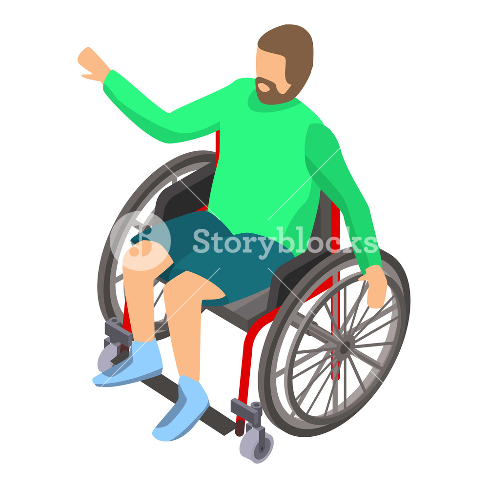 1000x1000 Person Disability In Wheelchair Icon Isometric Of Person
