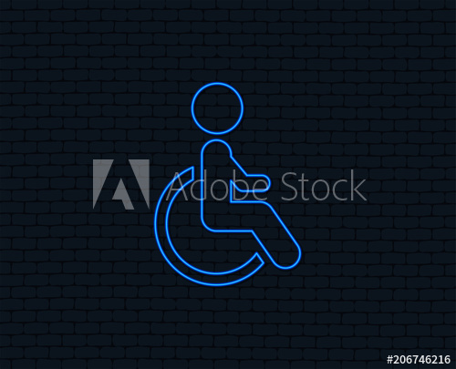 Neon Light Disabled Sign Icon Human On Wheelchair Symbol 500x405 Neon Light Disabled Sign Icon Human On Wheelchair Symbol