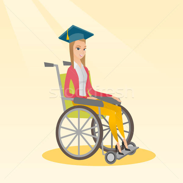 Graduate Sitting In Wheelchair Vector Illustration Vector 600x600 Graduate Sitting In Wheelchair Vector Illustration Vector