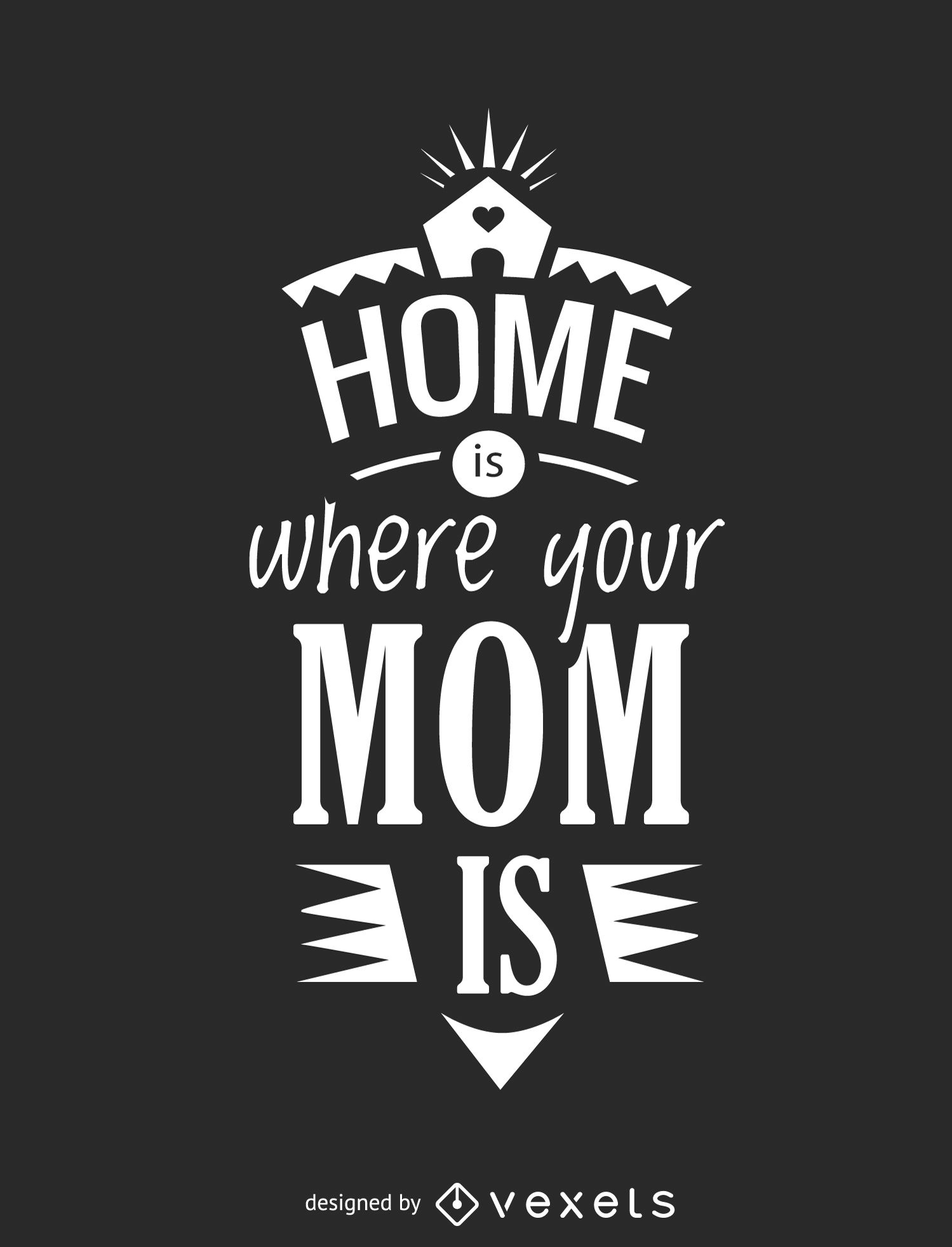 1499x1963 Home Is Where Your Mom Is Lettering Vector