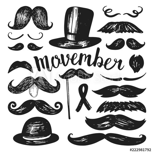 500x500 Big Set Of Hand Drawn Vector Mustache Collection Of Cartoon