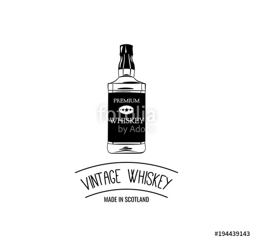 500x474 Hand Draw Of Whiskey Bottle Vector Illustration Stock Image
