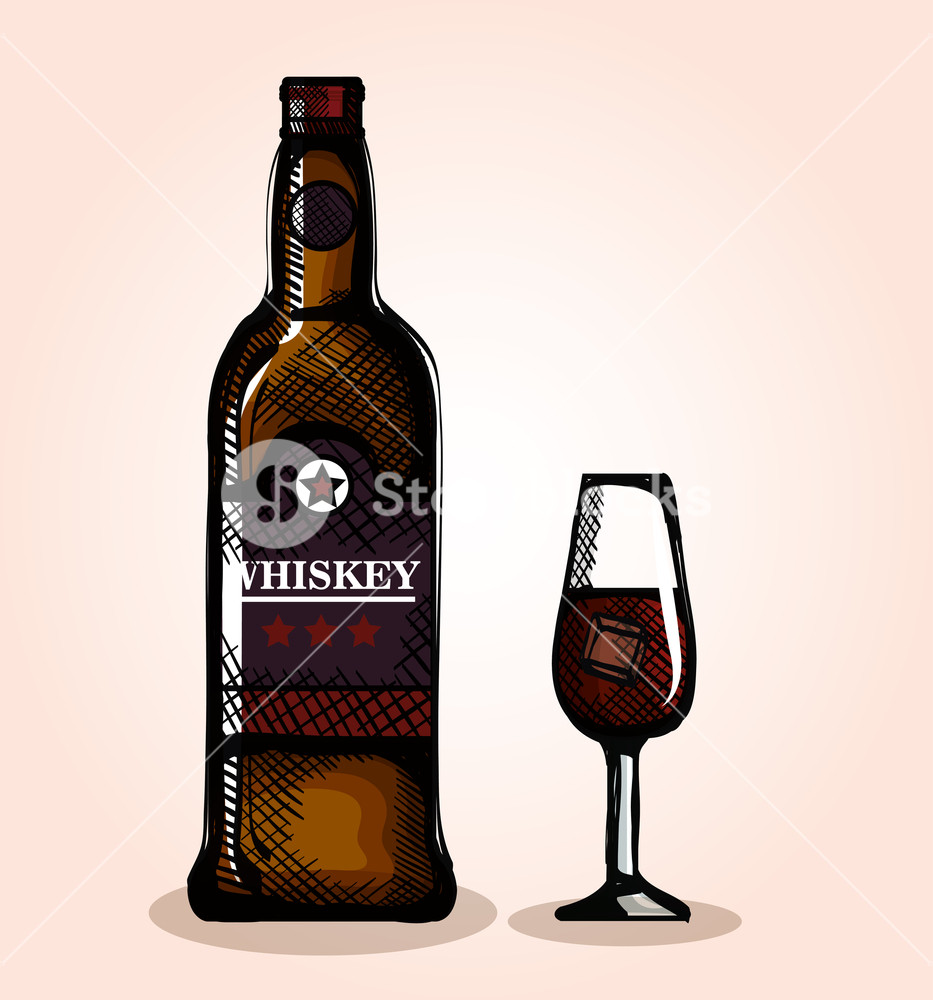 933x1000 Best Whiskey Bottles And Cups Vector Illustration Design Royalty