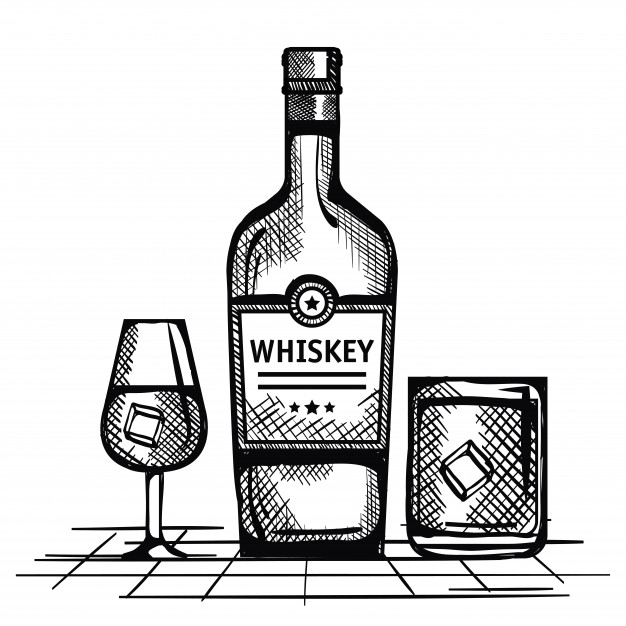 626x626 Best Whiskey Bottles And Cups Drawn Vector Premium Download