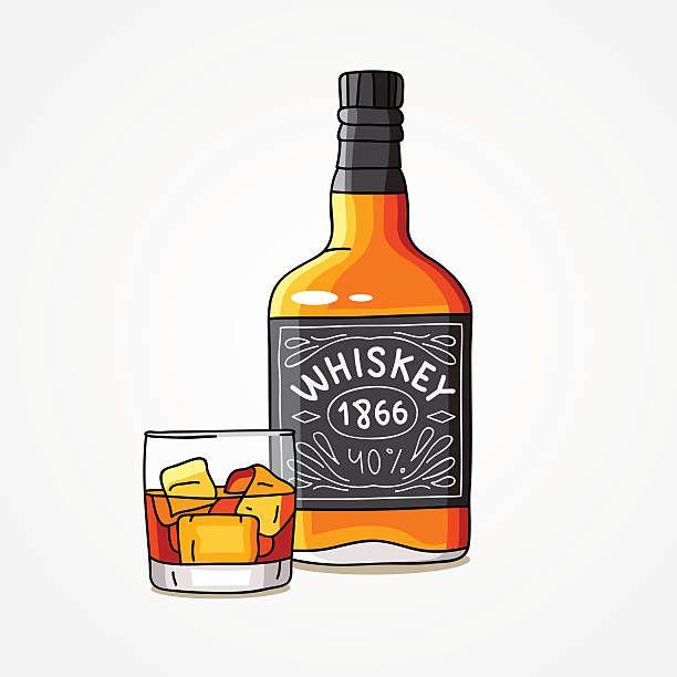 612x612 Bottle Of Whiskey And A Glass Vector Art Illustration Fsu