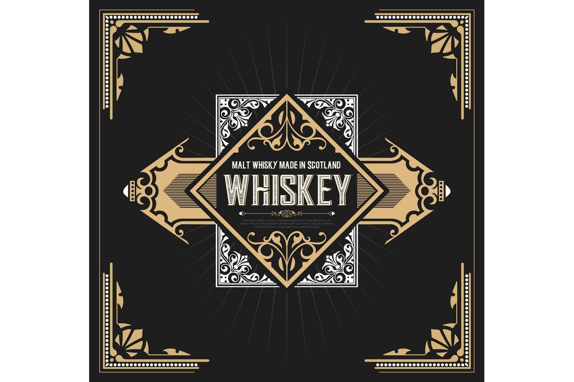 1160x772 Vintage Label Design For Whiskey And Wine Label, Restaurant Banner
