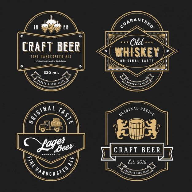 626x626 Whiskey And Beer Frame Label Design Free Vector Graphic Resource