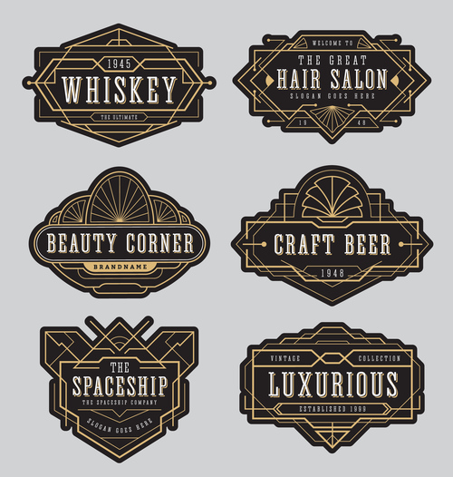500x526 Whiskey Beer Line Frame Labels Vector Free Download