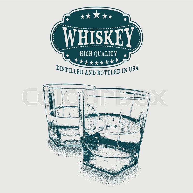 800x800 Sketch Whiskey Logo And Two Glasses Of Stock Vector Colourbox