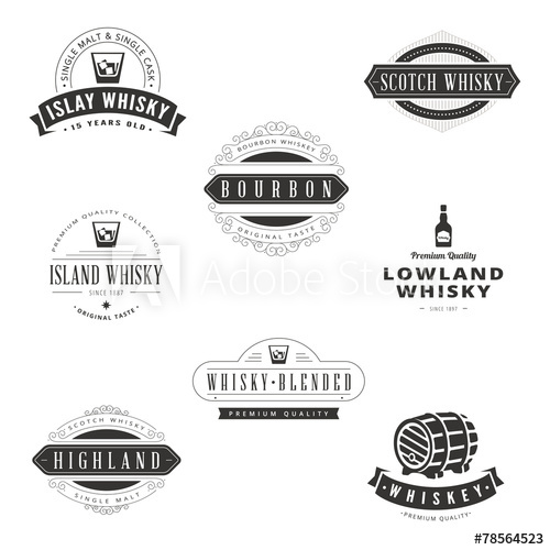 500x500 Whisky Retro Vintage Labels Hipster Logo Design Vector