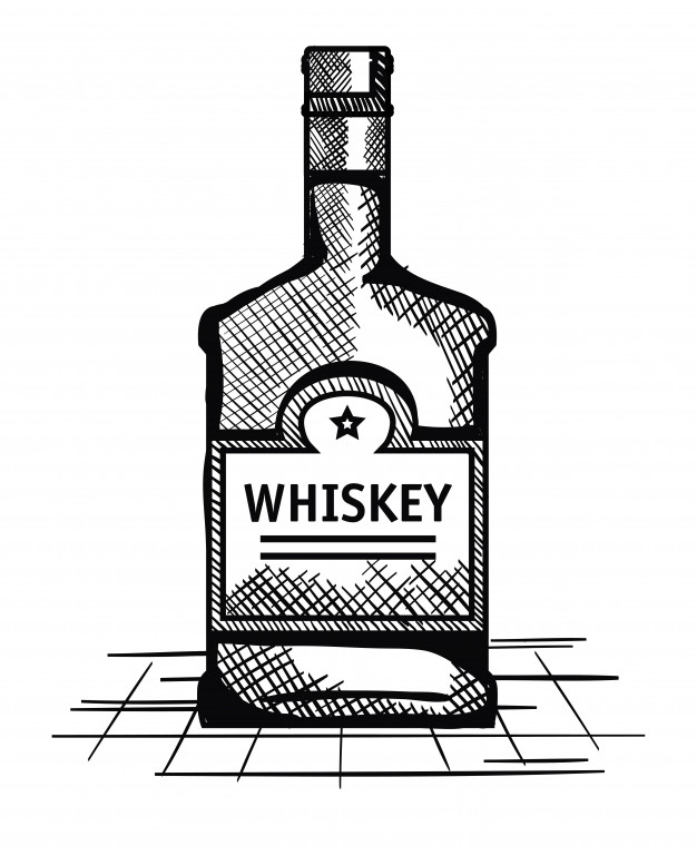 626x760 Best Whiskey Bottle Drawn Label Vector Illustration Design Vector