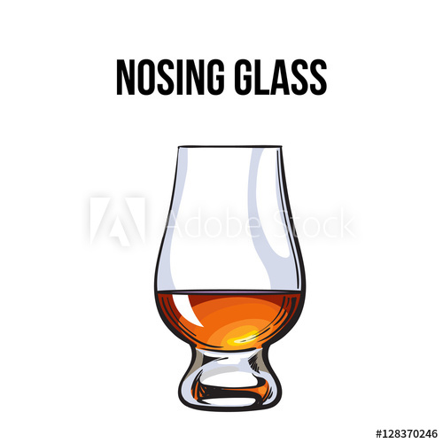 500x500 Scotch Whiskey, Rum, Brandy Nosing Glass, Sketch Style Vector